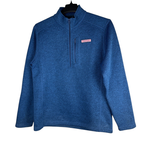 Vineyard Vines Mountain Quarter Zip Fleece Sweater Pullover Blue Men's Medium - Picture 9 of 10